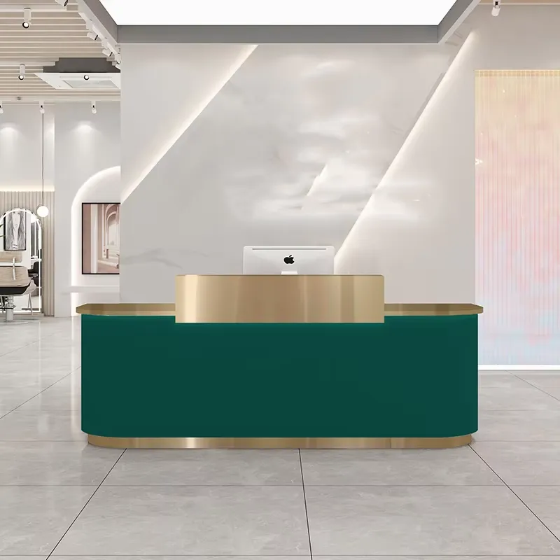 Stainless Steel Gold Reception Desk - Image 5