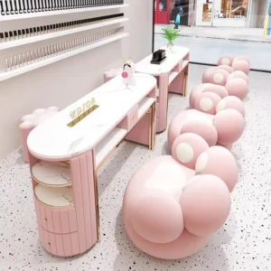 Cute-Style Marble Salon Nail Table Set - Image 2