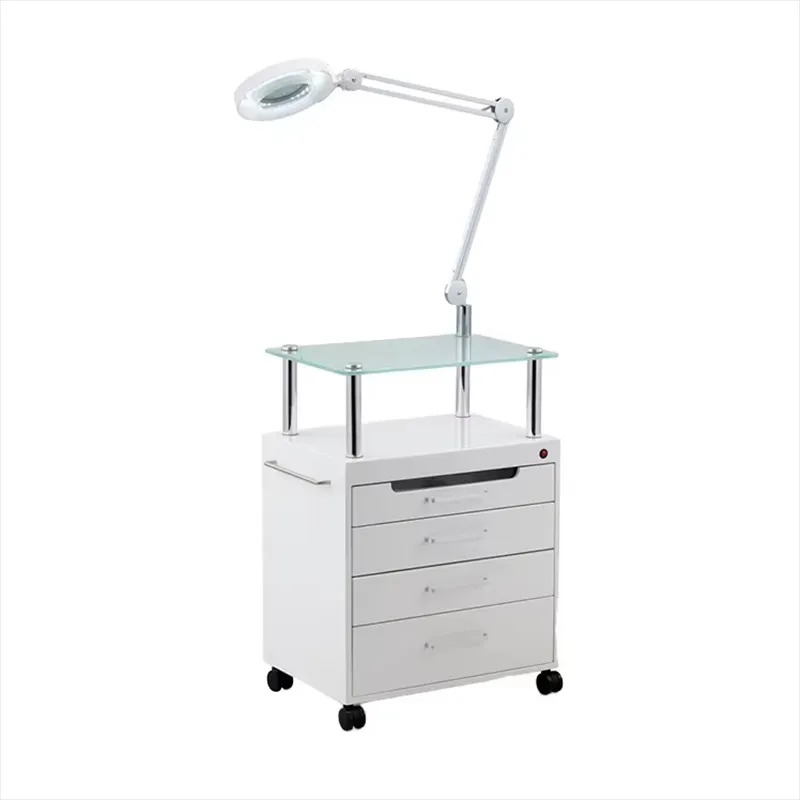 Multifunctional Salon Trolley With Foldable Lamp - Image 1
