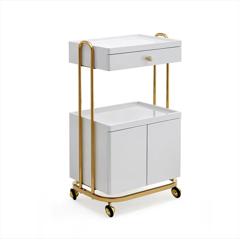 Salon Gold-Framed Dual-Storage Trolley - Image 1