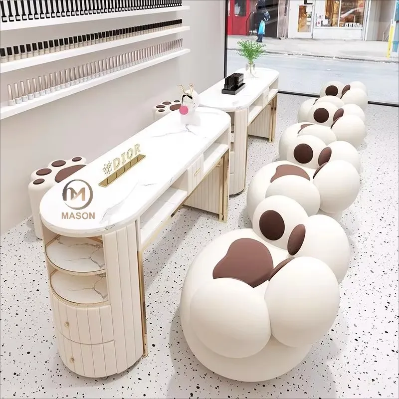 Cute-Style Marble Salon Nail Table Set - Image 1