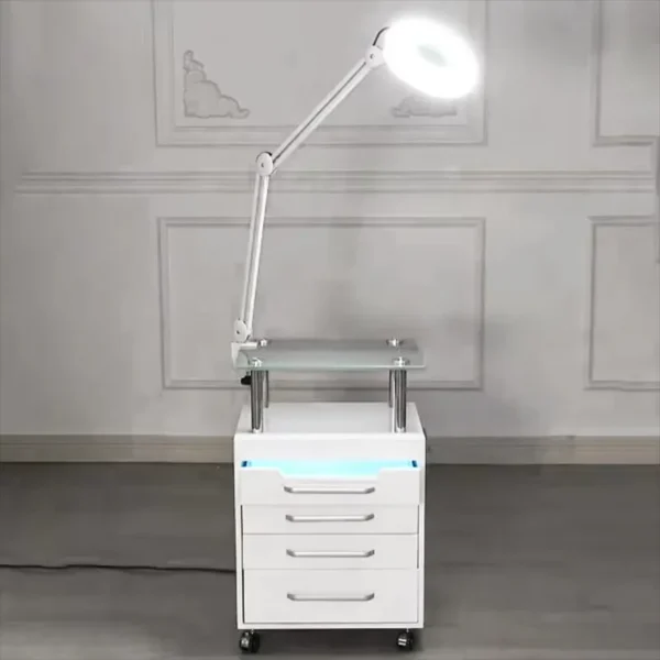 Multifunctional Salon Trolley With Foldable Lamp