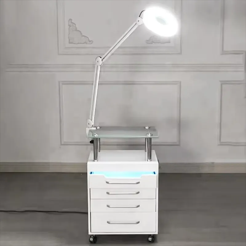 Multifunctional Salon Trolley With Foldable Lamp - Image 3