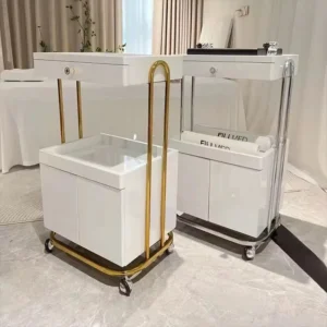 Salon Gold-Framed Dual-Storage Trolley - Image 3
