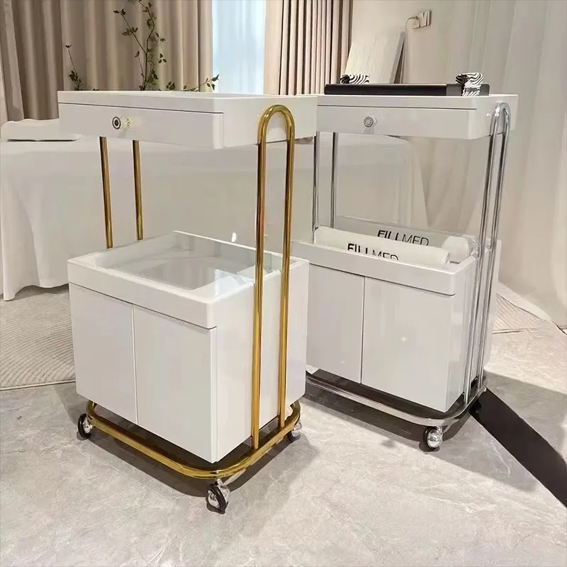 Salon Gold-Framed Dual-Storage Trolley - Image 3