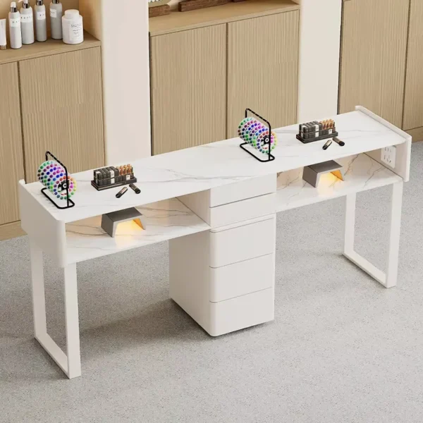Minimalist-Style Glass Double Nail Table and Chair Set