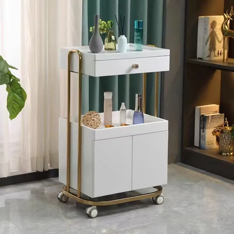 Salon Gold-Framed Dual-Storage Trolley - Image 5