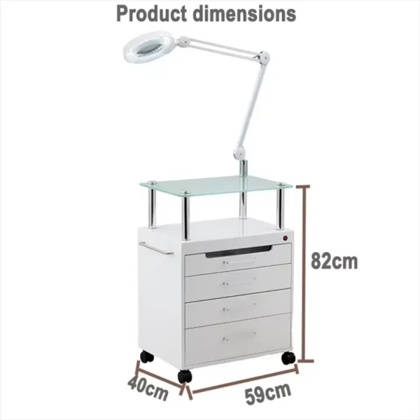 Multifunctional Salon Trolley With Foldable Lamp